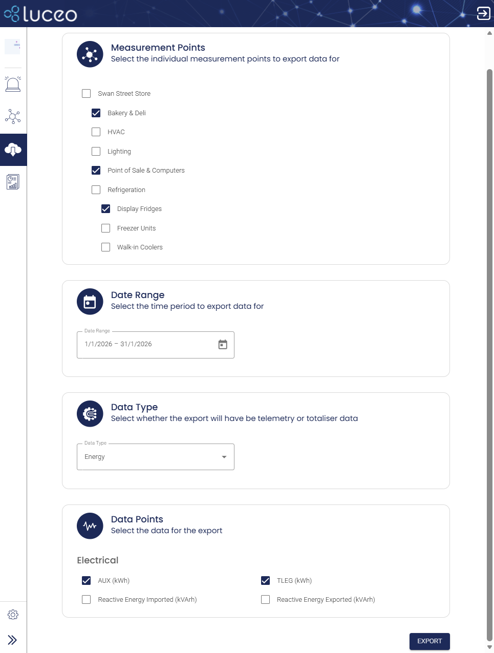 Screenshot from new Luceo 17.1 release